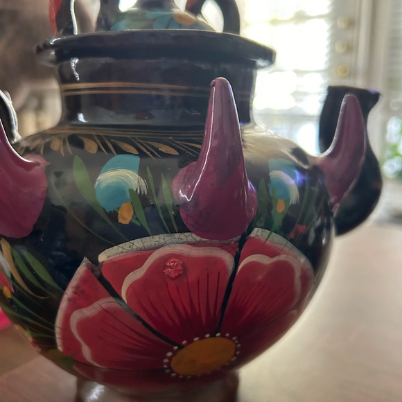 Vintage Red Clay Tea Pot | Terra Cotta Pottery Tea Pot with Tea Cups |